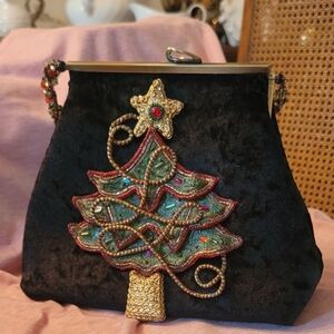 Mary Frances Black Velvet Christmas Clutch